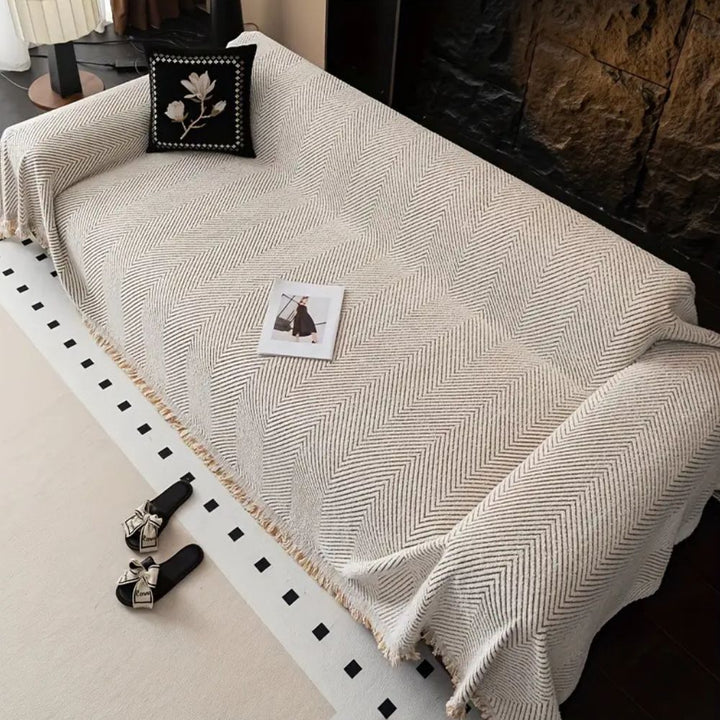 Herringbone Sofa Cover Microfibre Blend | Anti Slip Design | Protects Against Stains, Pet Hair and Everyday Wear