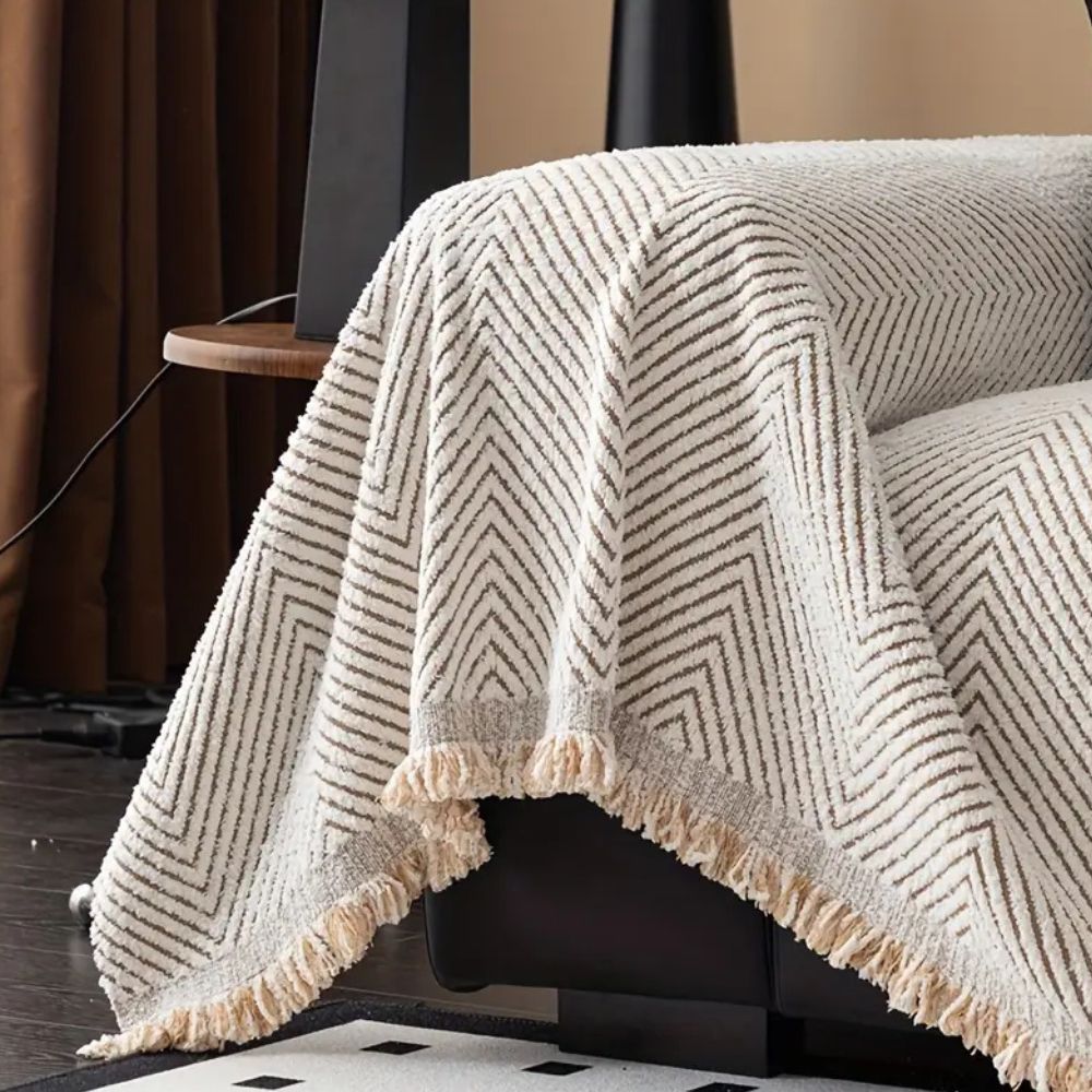 Herringbone Sofa Cover Microfibre Blend | Anti Slip Design | Protects Against Stains, Pet Hair and Everyday Wear