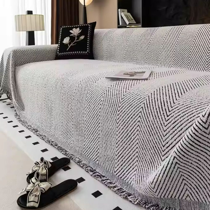 Herringbone Sofa Cover Microfibre Blend | Anti Slip Design | Protects Against Stains, Pet Hair and Everyday Wear