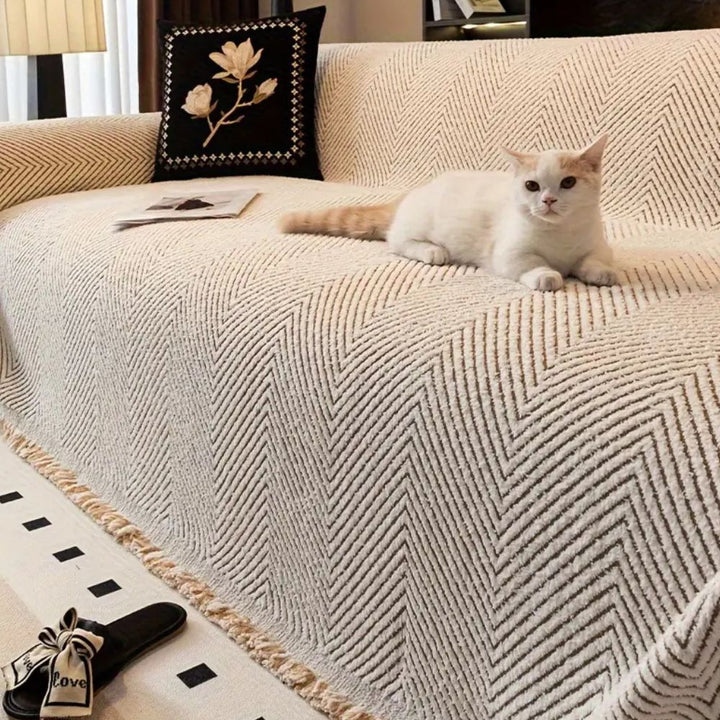 Herringbone Sofa Cover Microfibre Blend | Anti Slip Design | Protects Against Stains, Pet Hair and Everyday Wear