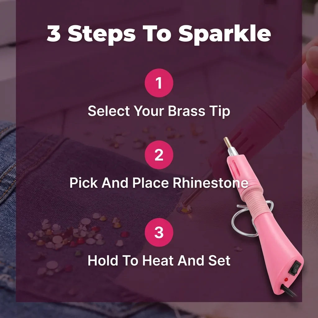 Hotfix Rhinestone Applicator Wand | 7 Interchangeable Tips 0.2-0.7 cm | Fast-Heating Craft Tool for Denim, Leather &amp; Fabric