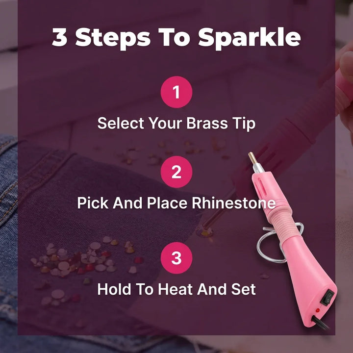 Hotfix Rhinestone Applicator Wand | 7 Interchangeable Tips 0.2-0.7 cm | Fast-Heating Craft Tool for Denim, Leather &amp; Fabric