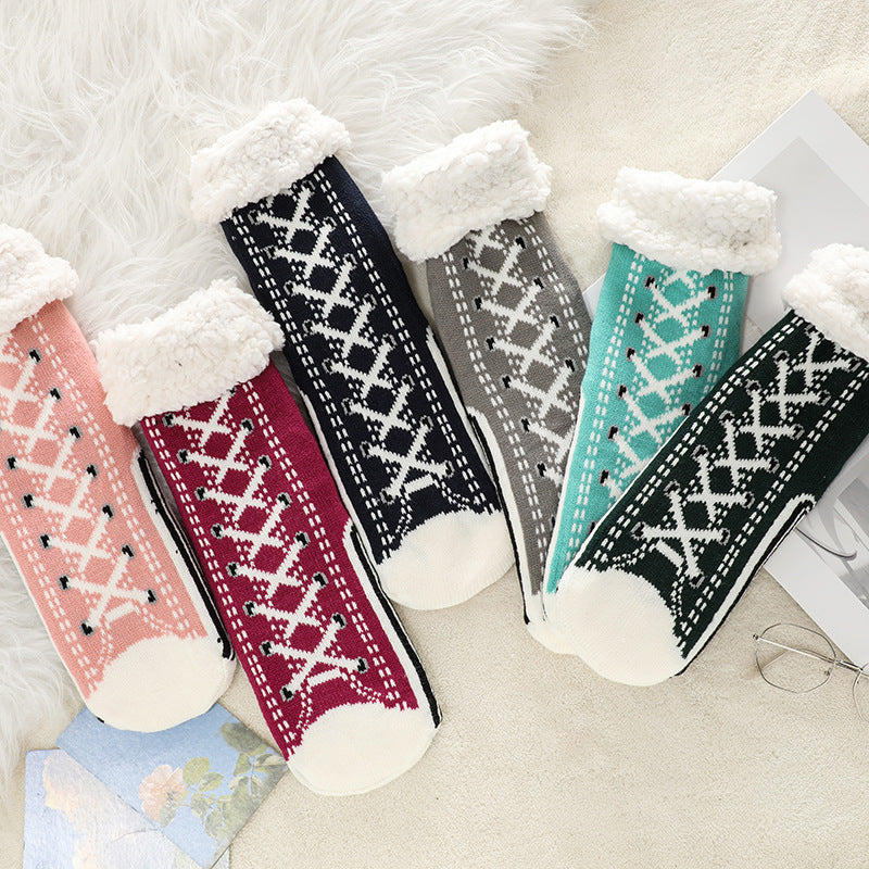 House Socks Anti-Slip Knitted Jacquard with Moisture-Wicking Fabric