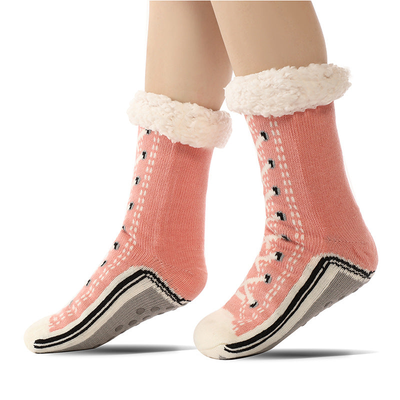 House Socks Anti-Slip Knitted Jacquard with Moisture-Wicking Fabric