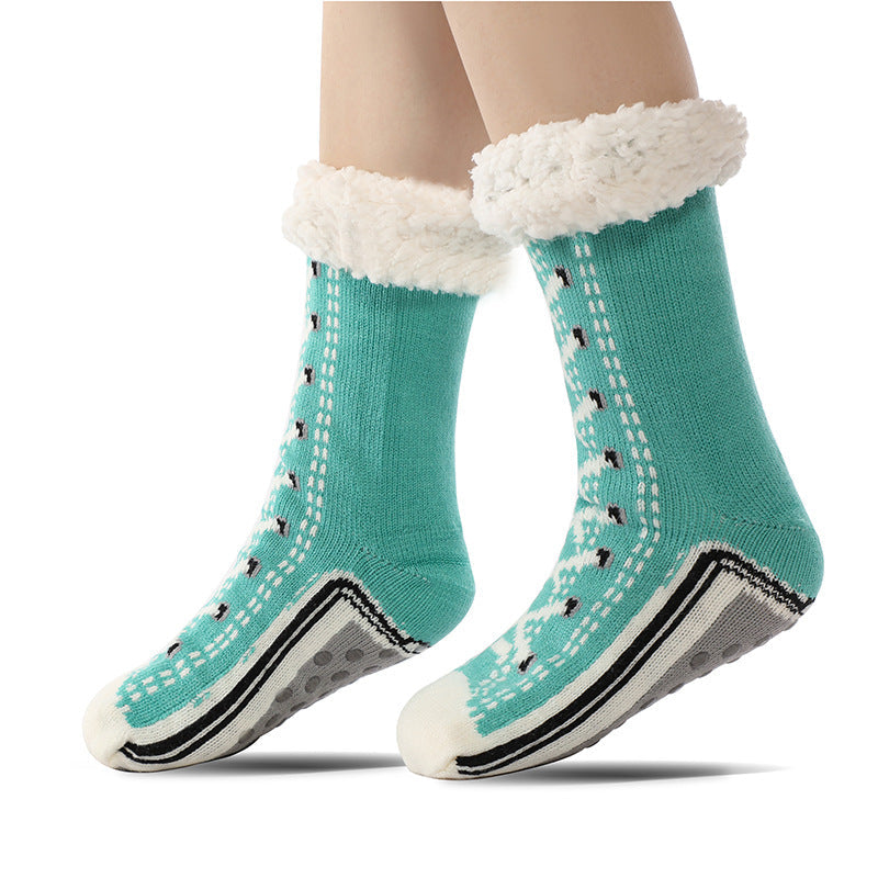 House Socks Anti-Slip Knitted Jacquard with Moisture-Wicking Fabric