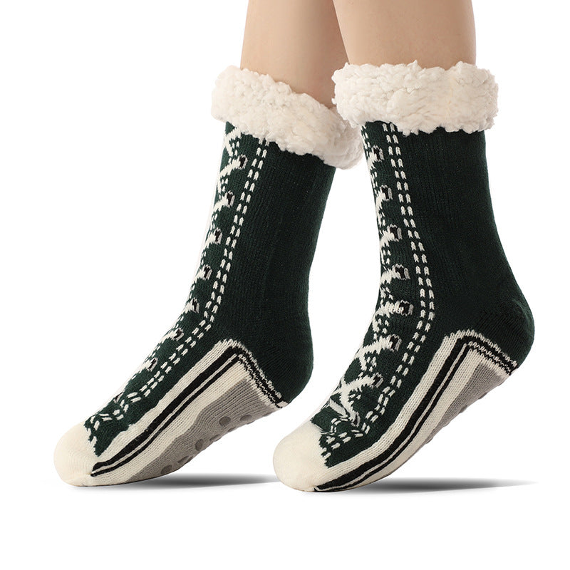 House Socks Anti-Slip Knitted Jacquard with Moisture-Wicking Fabric