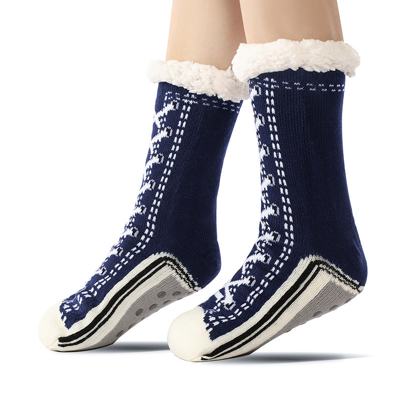 House Socks Anti-Slip Knitted Jacquard with Moisture-Wicking Fabric