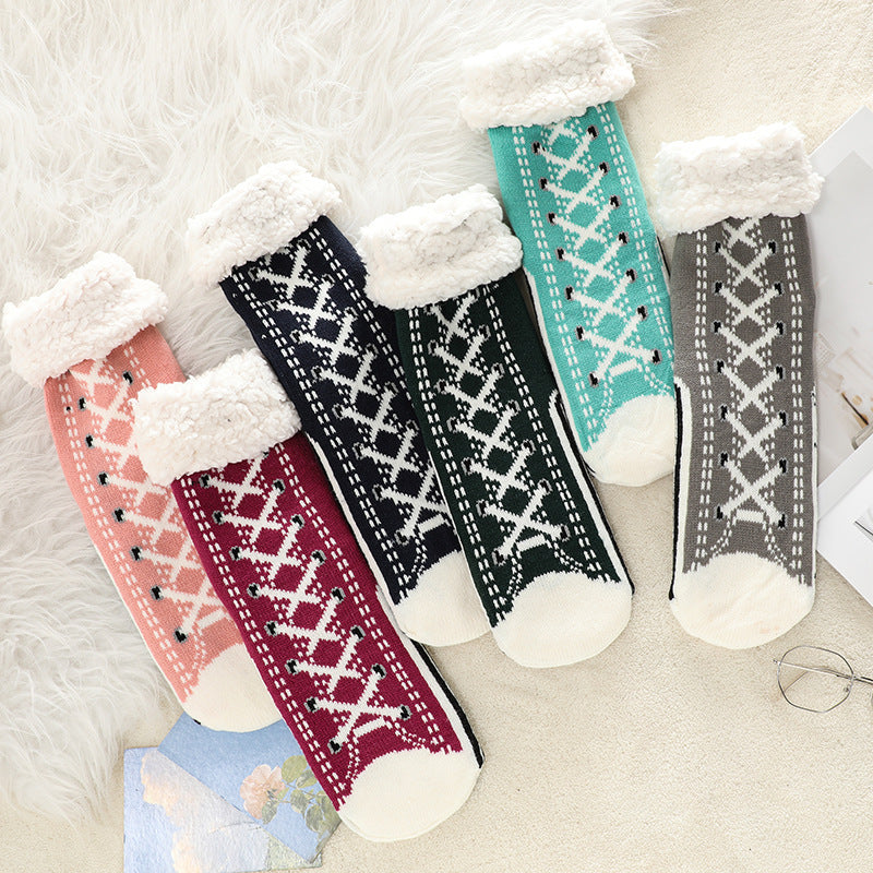 House Socks Anti-Slip Knitted Jacquard with Moisture-Wicking Fabric