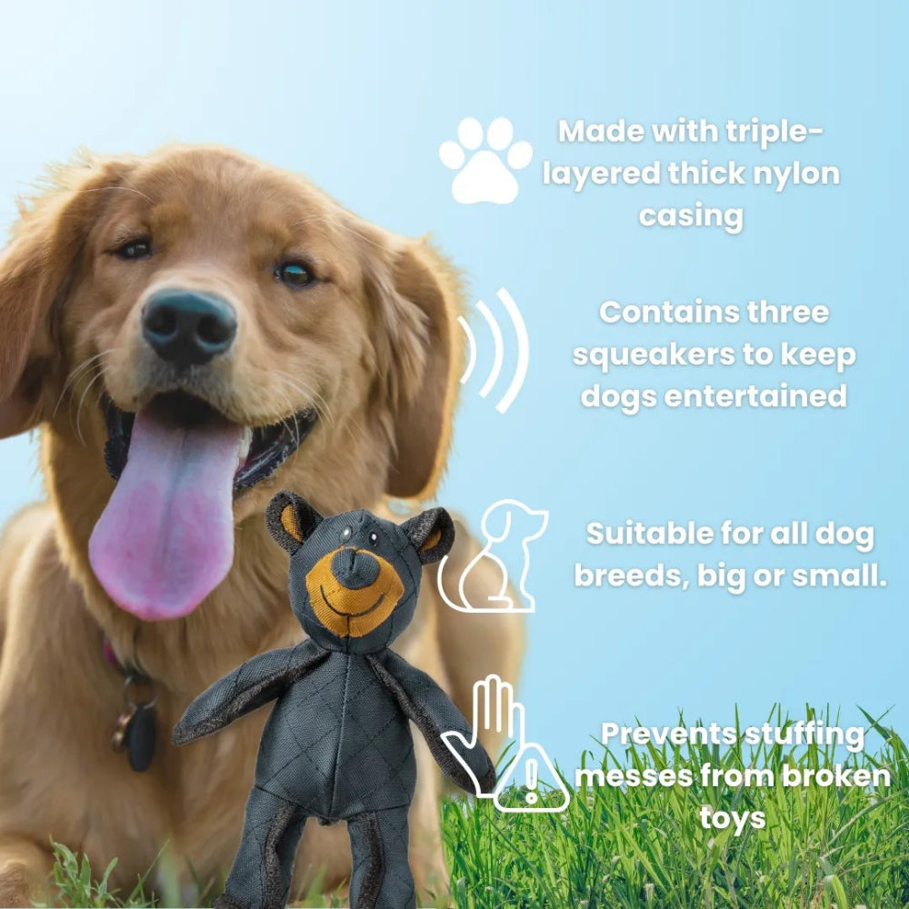 Dog Chew Toy Plush Bear Shape | Triple-Layered Chew-Resistant Fabric | Supports Dental Health and Gum Care During Play 5