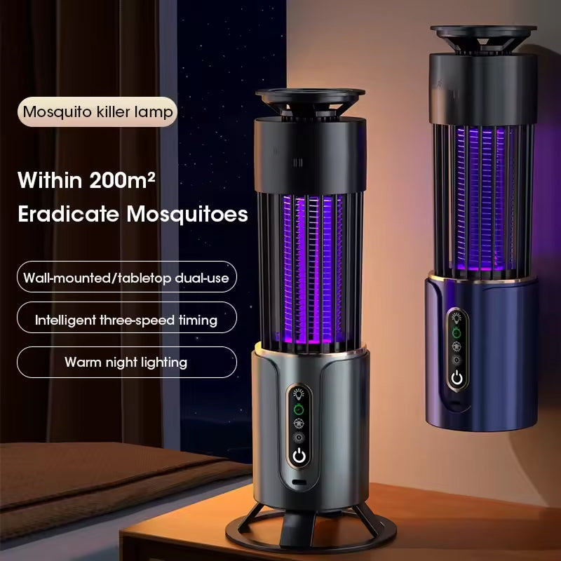 Indoor Insect Trap | 360° UV Light &amp; Electric Grid | USB Rechargeable | 200m² Coverage | Night Light