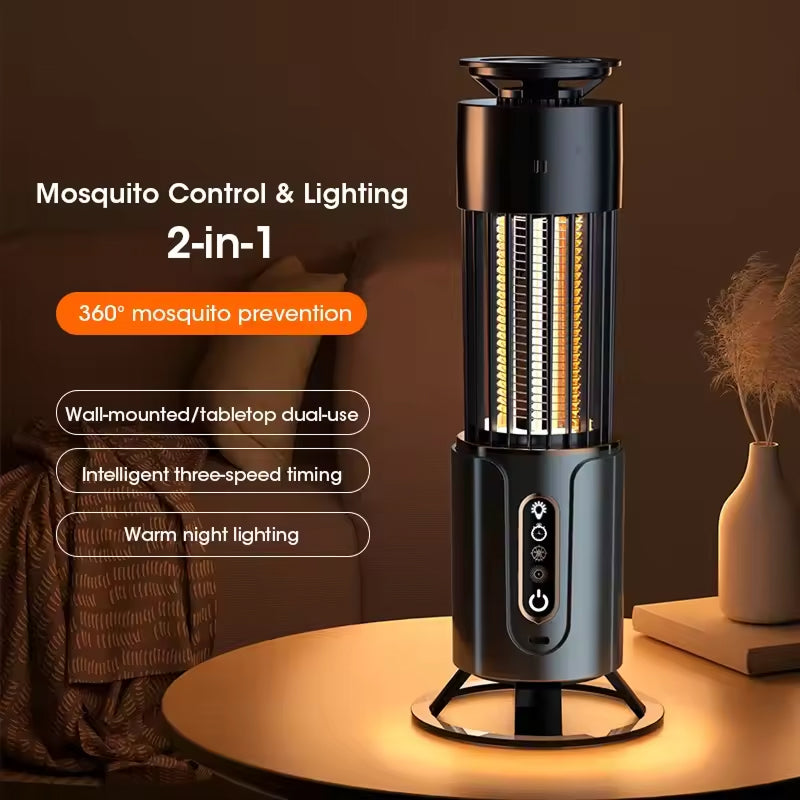 Indoor Insect Trap | 360° UV Light &amp; Electric Grid | USB Rechargeable | 200m² Coverage | Night Light