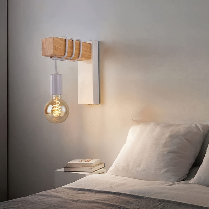 Industrial Wall Sconce | Exposed Bulb, Coiled Arm Detail