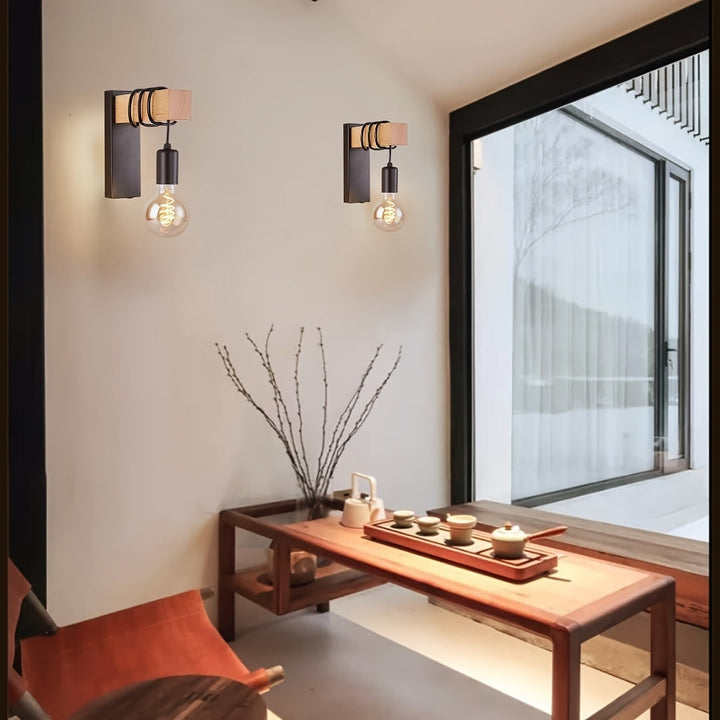 Industrial Wall Sconce | Exposed Bulb, Coiled Arm Detail
