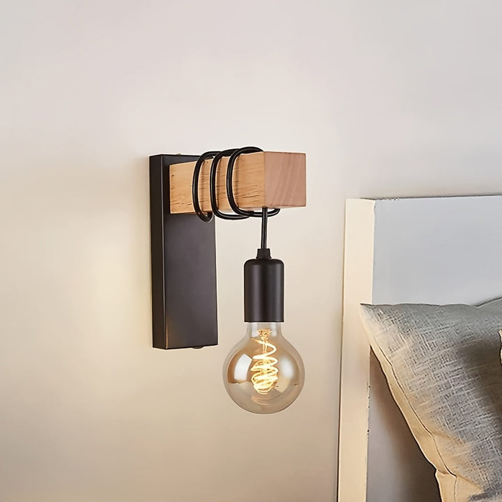 Industrial Wall Sconce | Exposed Bulb, Coiled Arm Detail