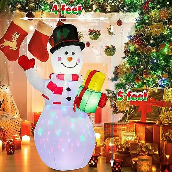 Inflatable Snowman Christmas Decoration | Rotating LED Light Display | Weatherproof Polyester, Quick Inflation