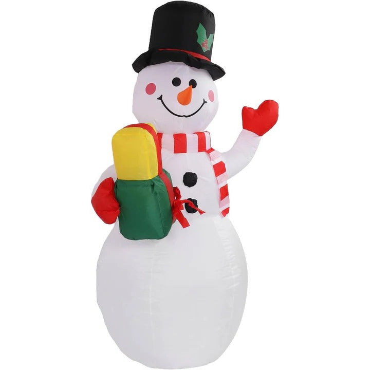 Inflatable Snowman Christmas Decoration | Rotating LED Light Display | Weatherproof Polyester, Quick Inflation