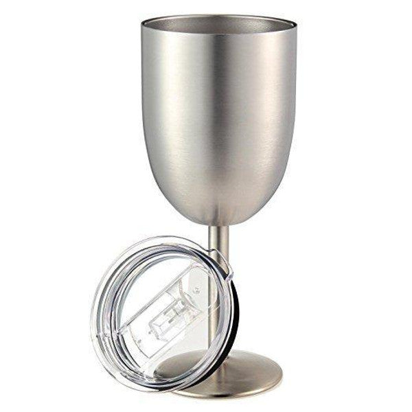 Insulated Stainless Steel Wine Glasses | Double Wall Thermal Cups with Leak-Proof Lid | Shatterproof & Dishwasher Safe