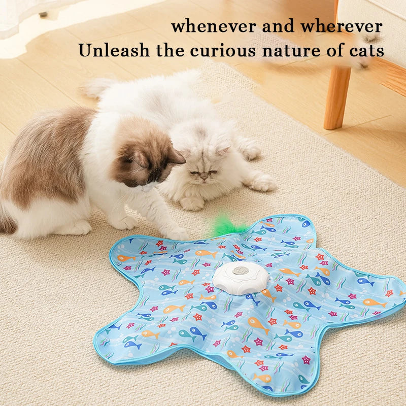 Interactive Cat Toy | Hidden Moving Feather, Three Speed Modes, Rustling Sound | USB Rechargeable, Non-Slip Base