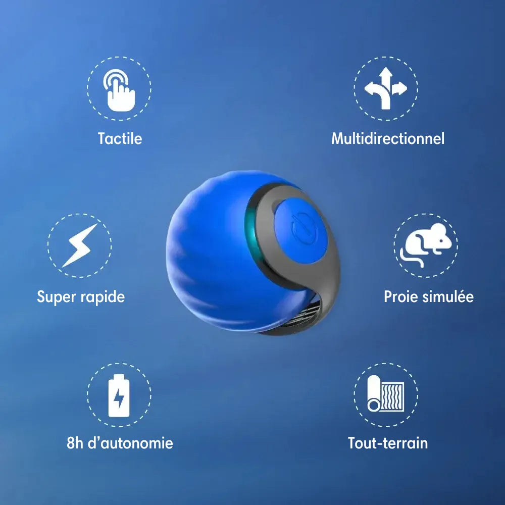 Interactive Motion Ball Pet Toy | Random-Moving Fabric Tail Mimics Prey | Rechargeable USB Battery, Silent Motor