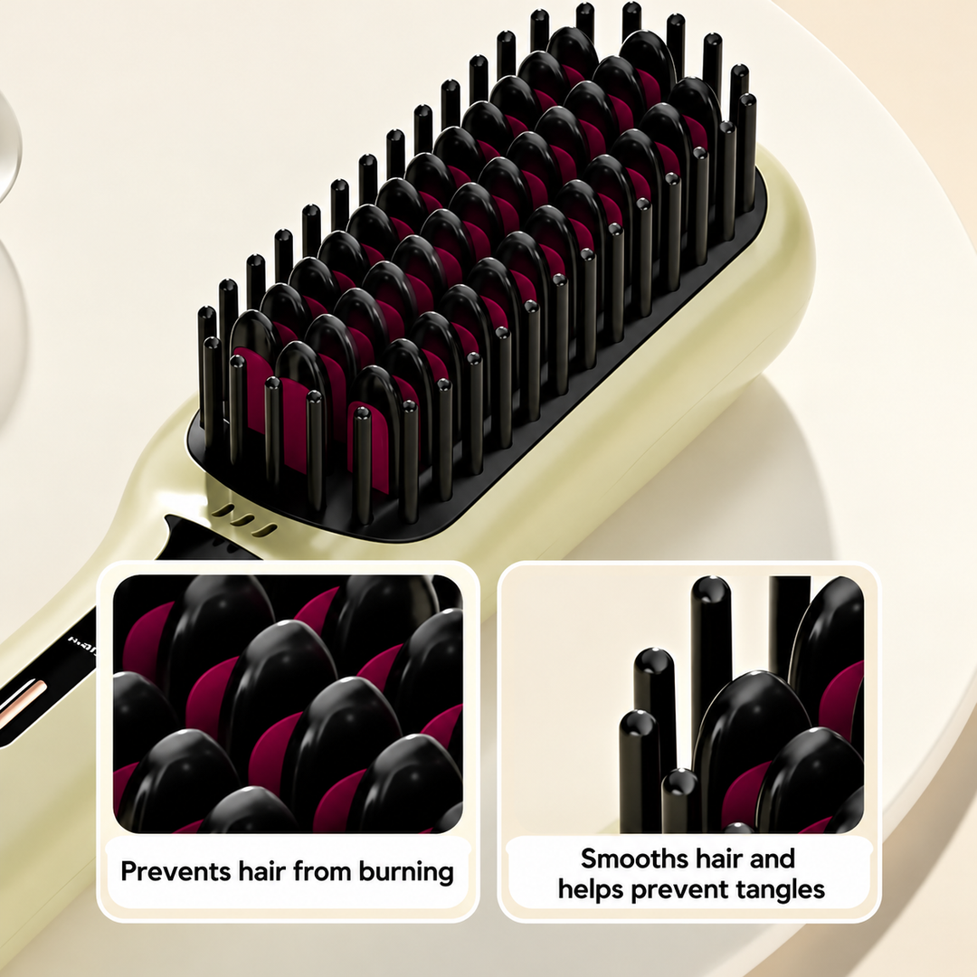 Ionic Heated Hair Brush | Anti-Static Smoothing Technology | Fast Heat-Up for Frizz-Free, Shiny, Manageable Hair