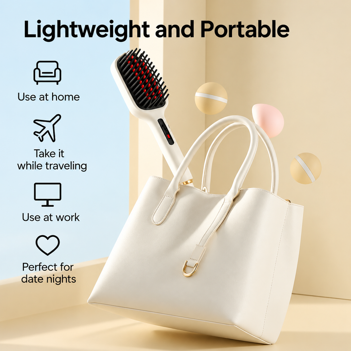 Ionic Heated Hair Brush | Anti-Static Smoothing Technology | Fast Heat-Up for Frizz-Free, Shiny, Manageable Hair