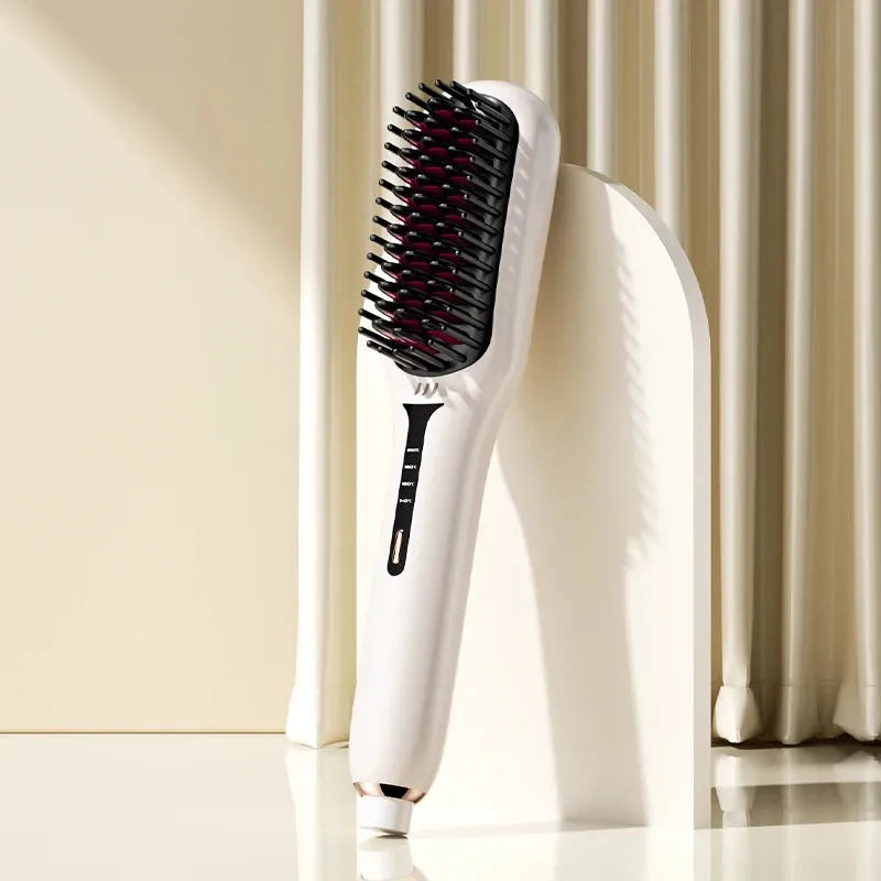 Ionic Heated Hair Brush | Anti-Static Smoothing Technology | Fast Heat-Up for Frizz-Free, Shiny, Manageable Hair