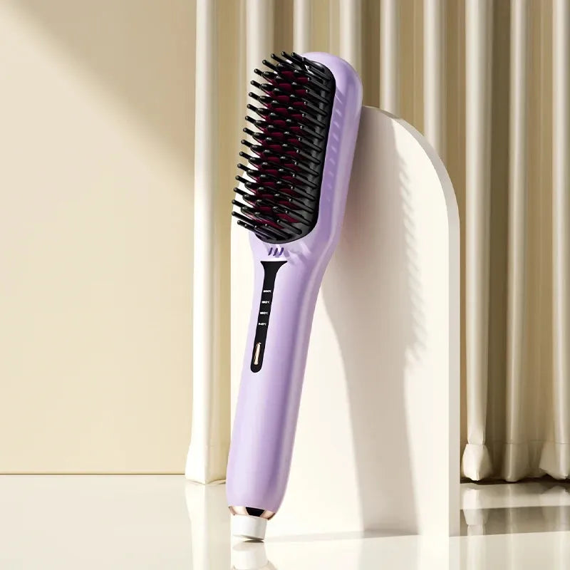 Ionic Heated Hair Brush | Anti-Static Smoothing Technology | Fast Heat-Up for Frizz-Free, Shiny, Manageable Hair