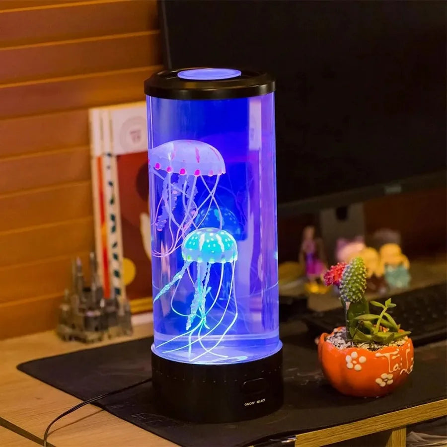 Jellyfish Lamp | LED Colour-Changing Aquarium Night Light with Floating Jellyfish