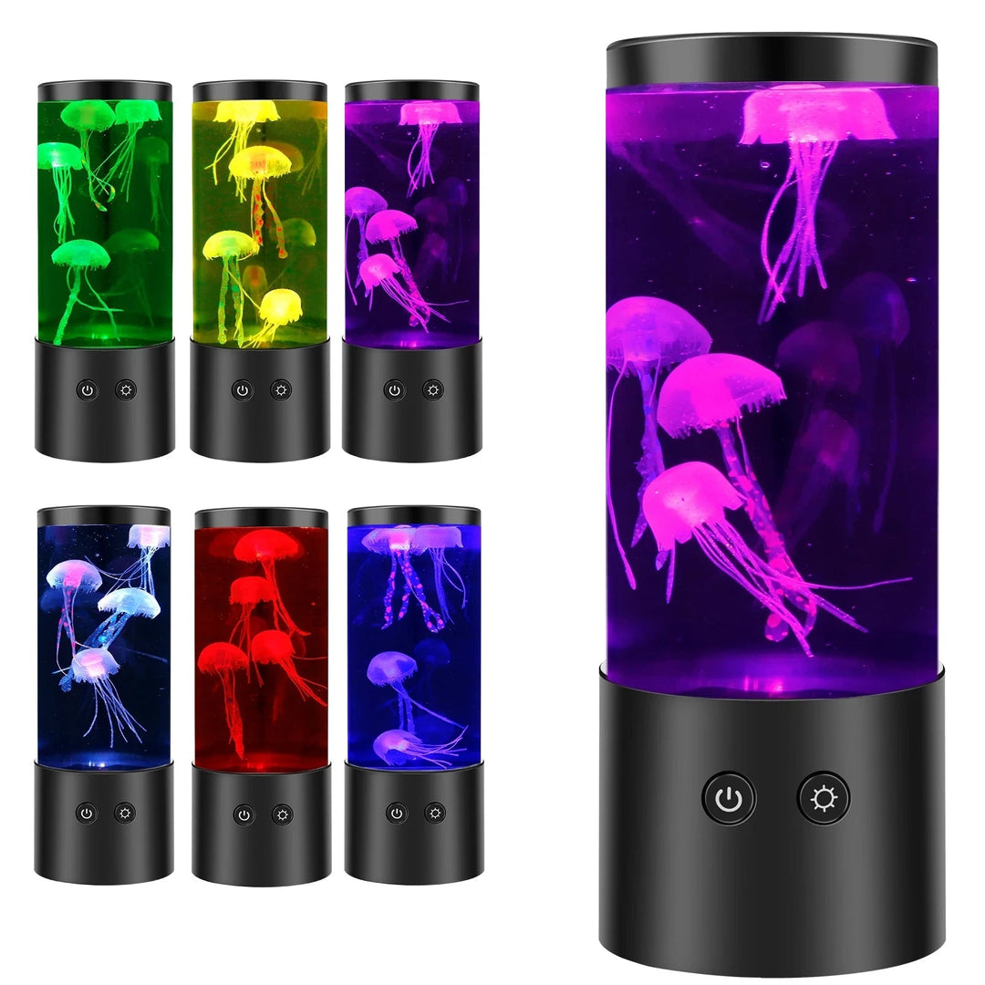 Jellyfish Lamp | LED Colour-Changing Aquarium Night Light with Floating Jellyfish