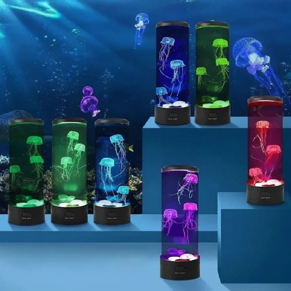Jellyfish Lamp | LED Colour-Changing Aquarium Night Light with Floating Jellyfish