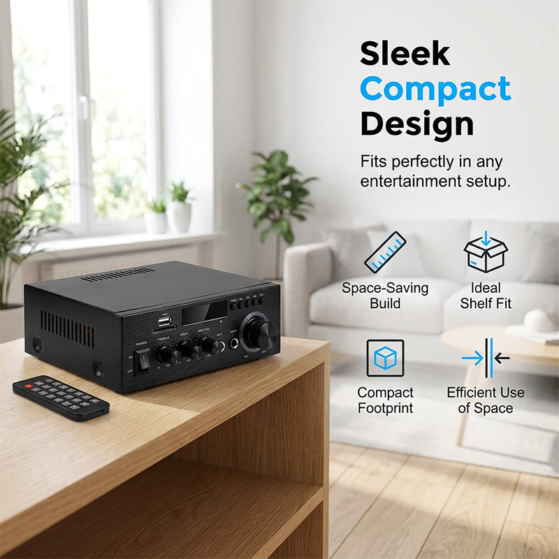 Karaoke Amplifier 5-in-1 | Bluetooth, USB, SD/MMC &amp; FM Radio | Dual Microphone Inputs with Bass &amp; Treble Control