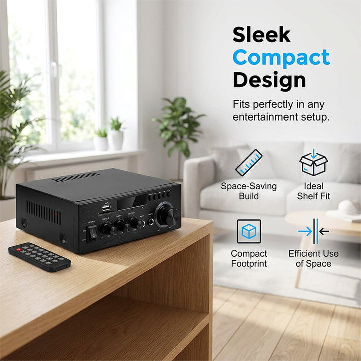 Karaoke Amplifier 5-in-1 | Bluetooth, USB, SD/MMC &amp; FM Radio | Dual Microphone Inputs with Bass &amp; Treble Control