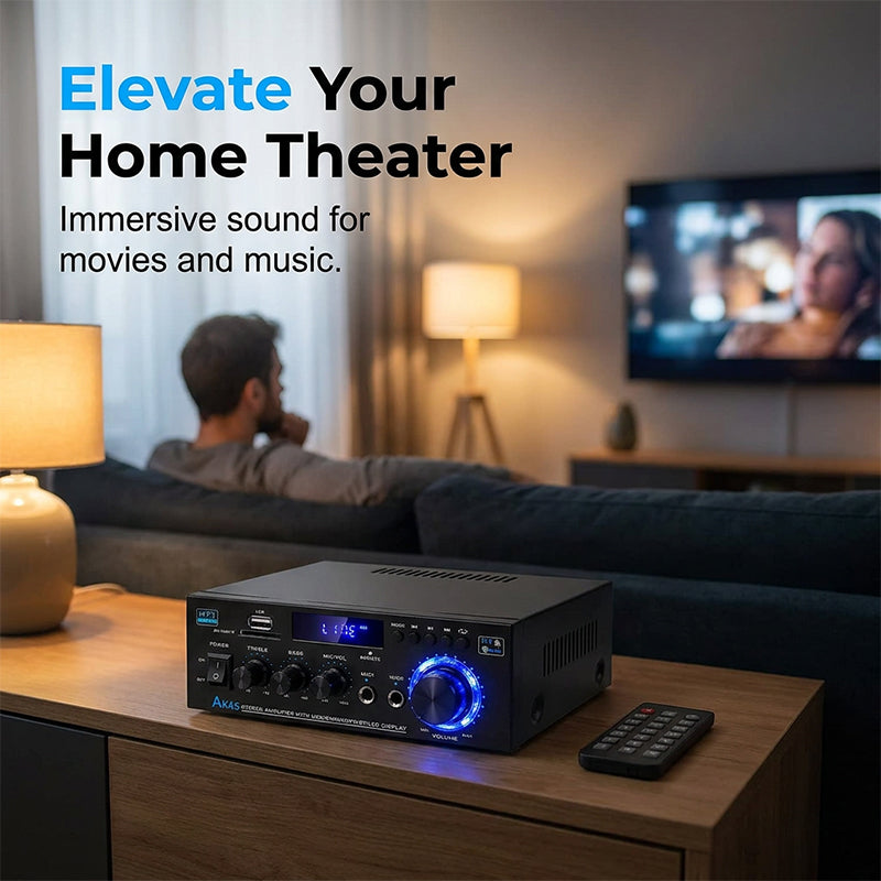 Karaoke Amplifier 5-in-1 | Bluetooth, USB, SD/MMC &amp; FM Radio | Dual Microphone Inputs with Bass &amp; Treble Control
