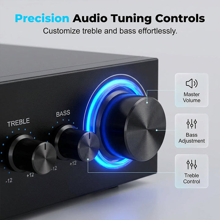 Karaoke Amplifier 5-in-1 | Bluetooth, USB, SD/MMC &amp; FM Radio | Dual Microphone Inputs with Bass &amp; Treble Control