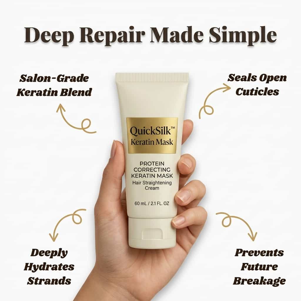 Keratin Hair Mask with Collagen Formula | Repairs Split Ends &amp; Reduces Frizz | 5-Minute Salon-Quality Shine Treatment