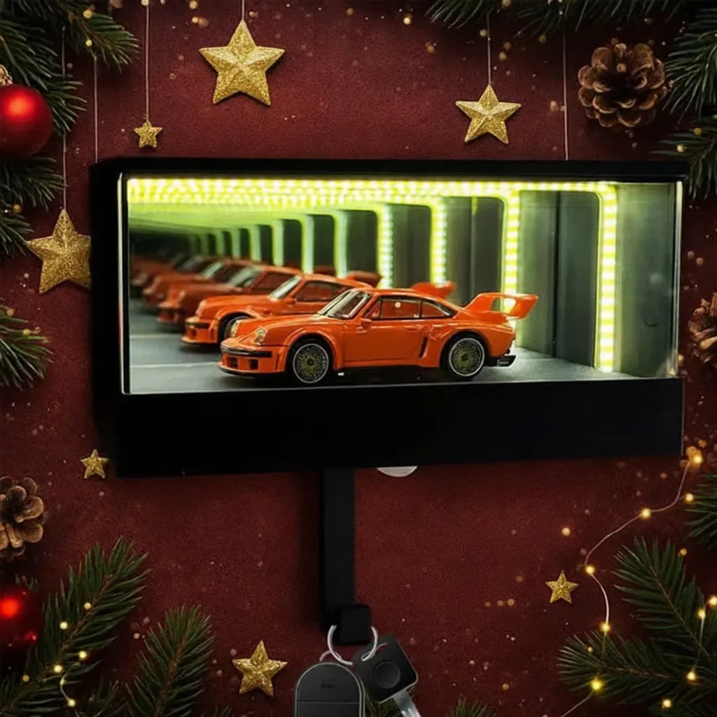 Key Holder | Infinity Mirror LED Display Case with Wall-Mounted Hook