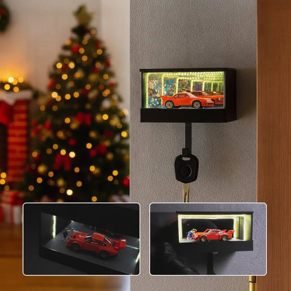 Key Holder | Infinity Mirror LED Display Case with Wall-Mounted Hook