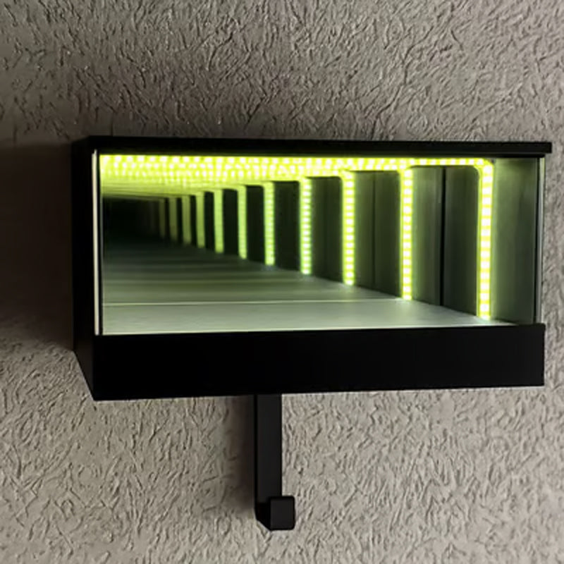 Key Holder | Infinity Mirror LED Display Case with Wall-Mounted Hook