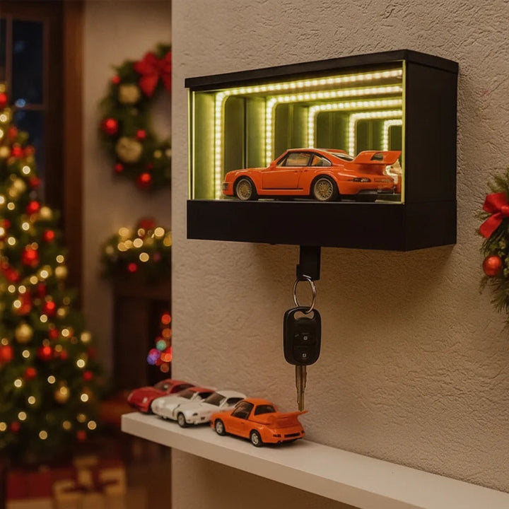 Key Holder | Infinity Mirror LED Display Case with Wall-Mounted Hook