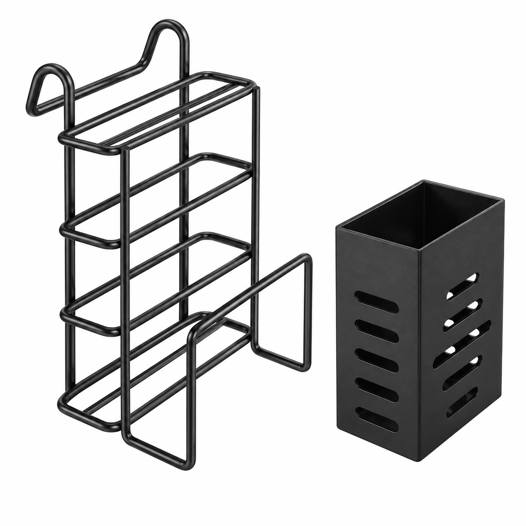 Kitchen Storage Dish Rack 2-Tier Coated Steel with 360 Rotating Drain