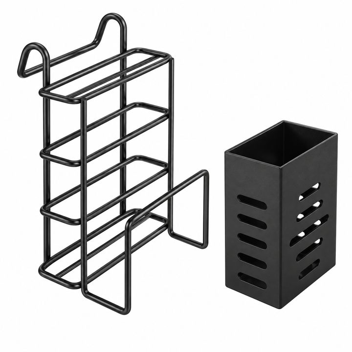 Kitchen Storage Dish Rack 2-Tier Coated Steel with 360 Rotating Drain