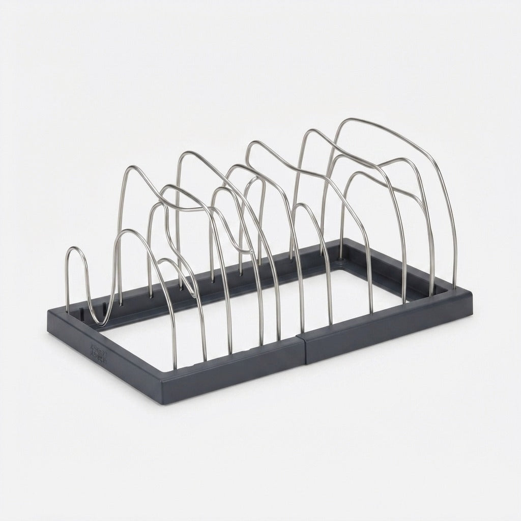 Kitchen Storage Pan Rack Expandable Stainless Steel with Tool-Free Assembly