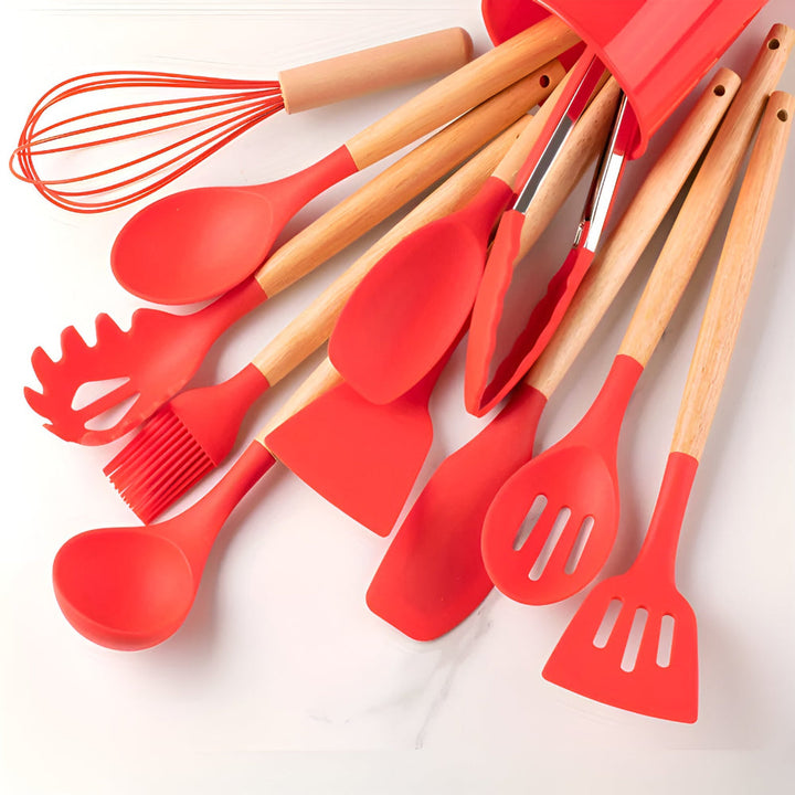 Kitchen Utensil Set 12-Piece | Heat-Resistant, Non-Slip Ergonomic Handles | Dishwasher Safe, Available in 9 Colours