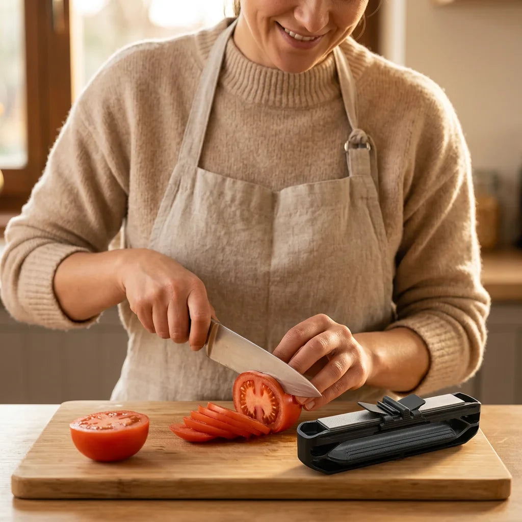 Knife Sharpener Diamond &amp; Ceramic | Guided 20-Degree Angle System | Restores Blunt Blades to Factory Sharpness