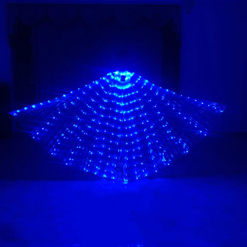 LED Belly Dance Wings for Women | USB Rechargeable Light-Up Costume Prop | Two Hand Sticks &amp; Fiberglass Ribs Included