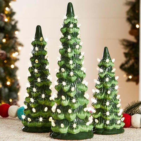 LED Christmas Tree Decoration Hand-Painted Tabletop with Glossy Finish