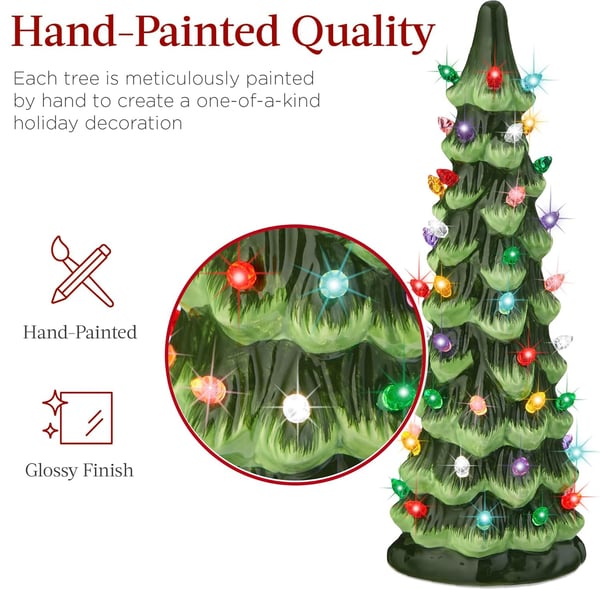 LED Christmas Tree Decoration Hand-Painted Tabletop with Glossy Finish