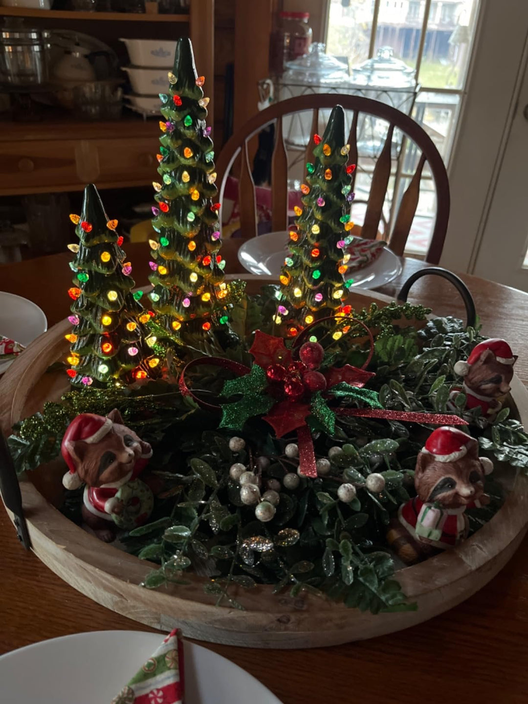 LED Christmas Tree Decoration Hand-Painted Tabletop with Glossy Finish