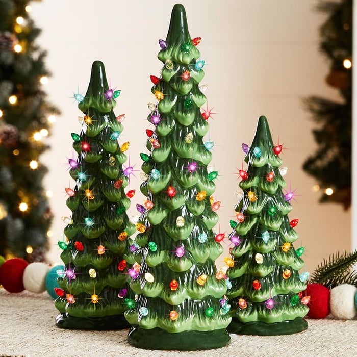 LED Christmas Tree Decoration Hand-Painted Tabletop with Glossy Finish