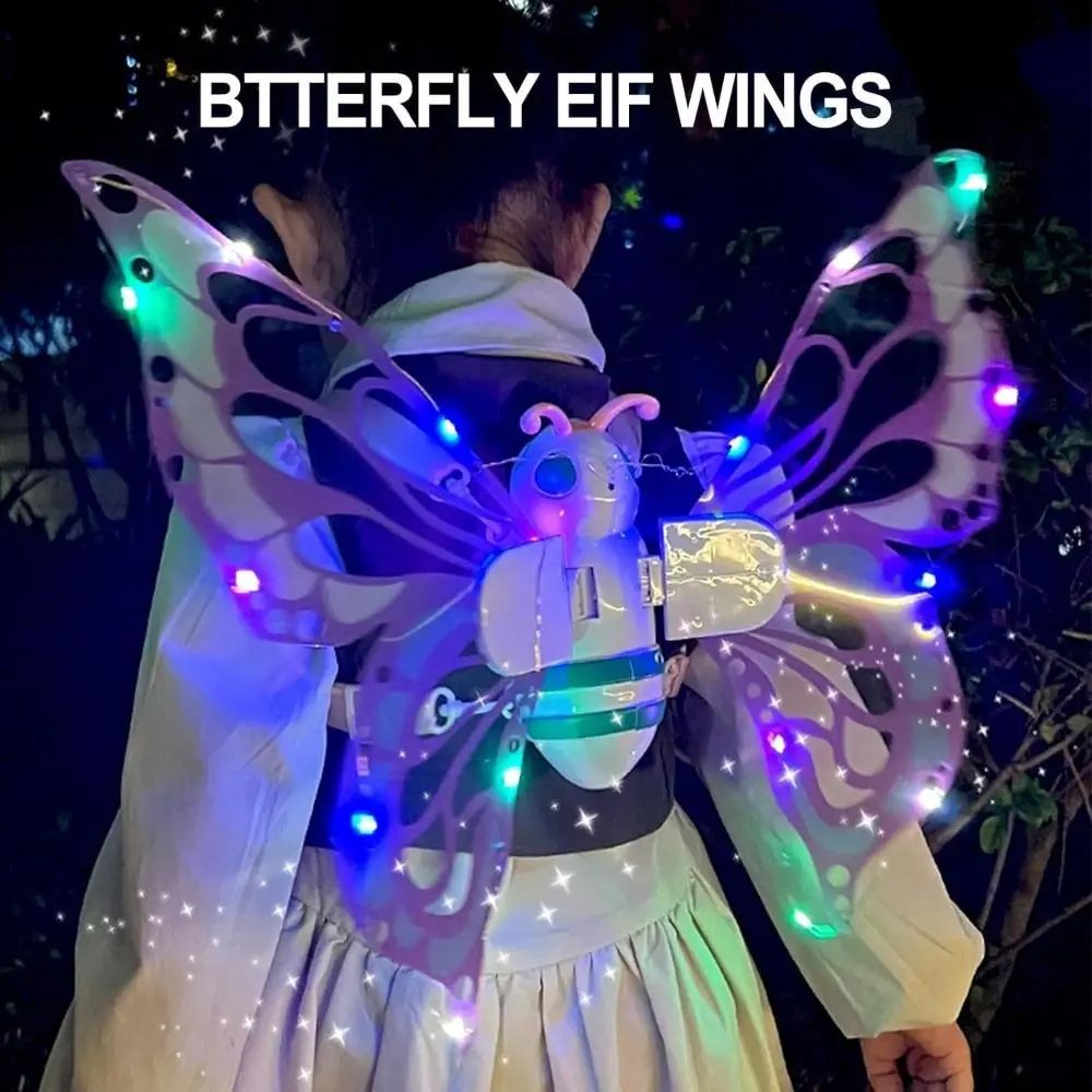 LED Fairy Wings Costume | Light-Up Wings with Adjustable Straps | Glowing Accessory for Halloween, Christmas and Parties